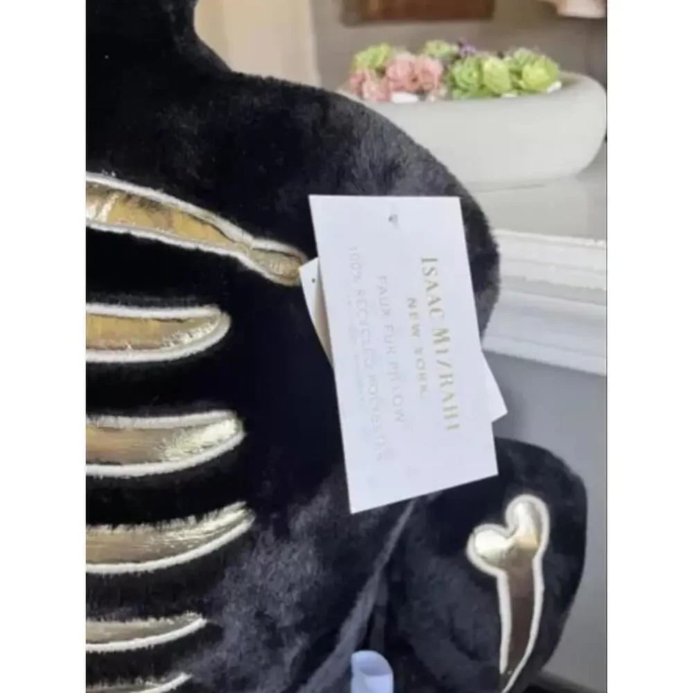Isaac Mizrahi Plush Skeleton Pillow 5 FT | Black & Gold Halloween Decor | NWT